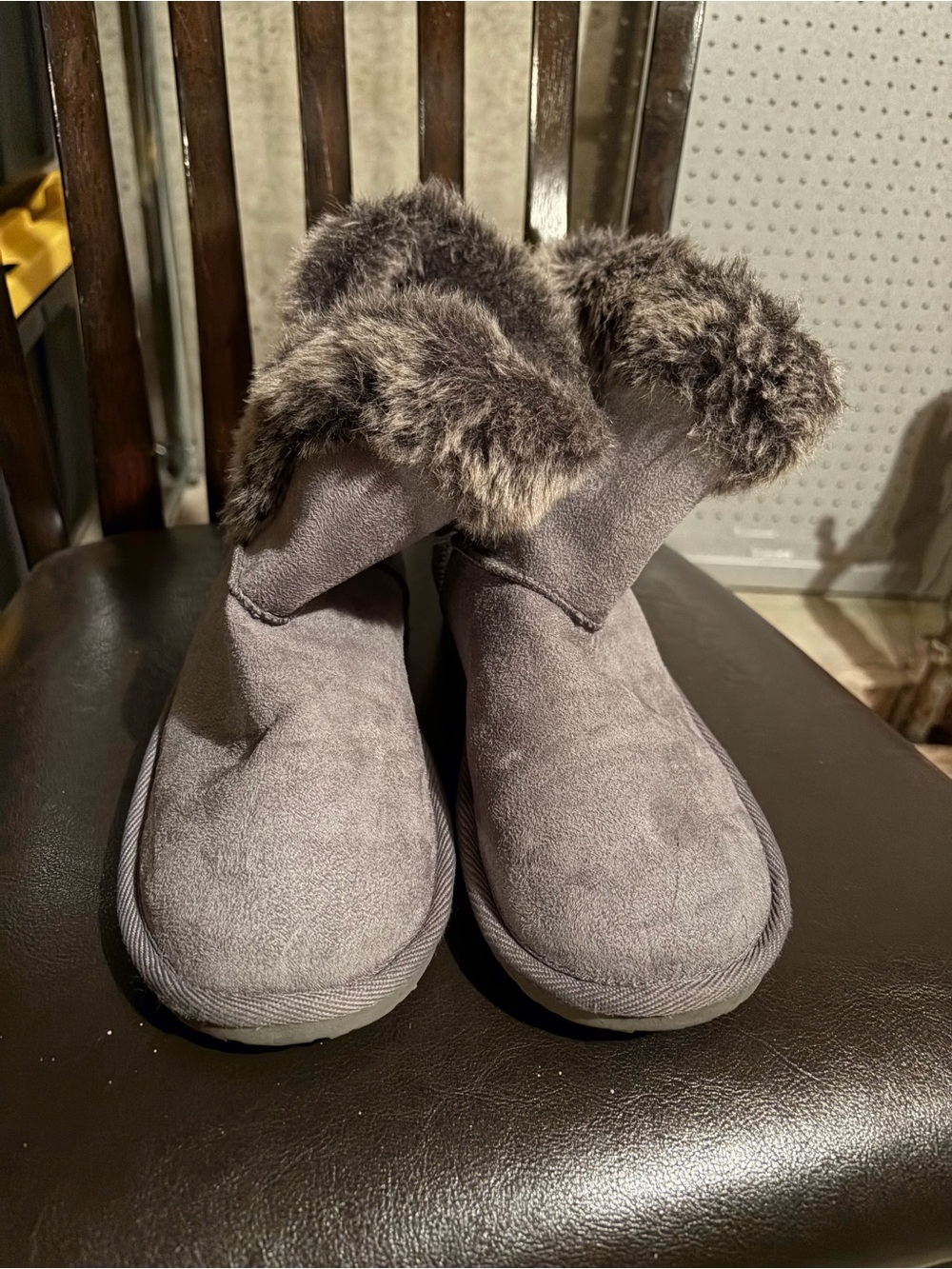 The Children's Place Gray Faux Suede Kids Boot with Fur Cuff